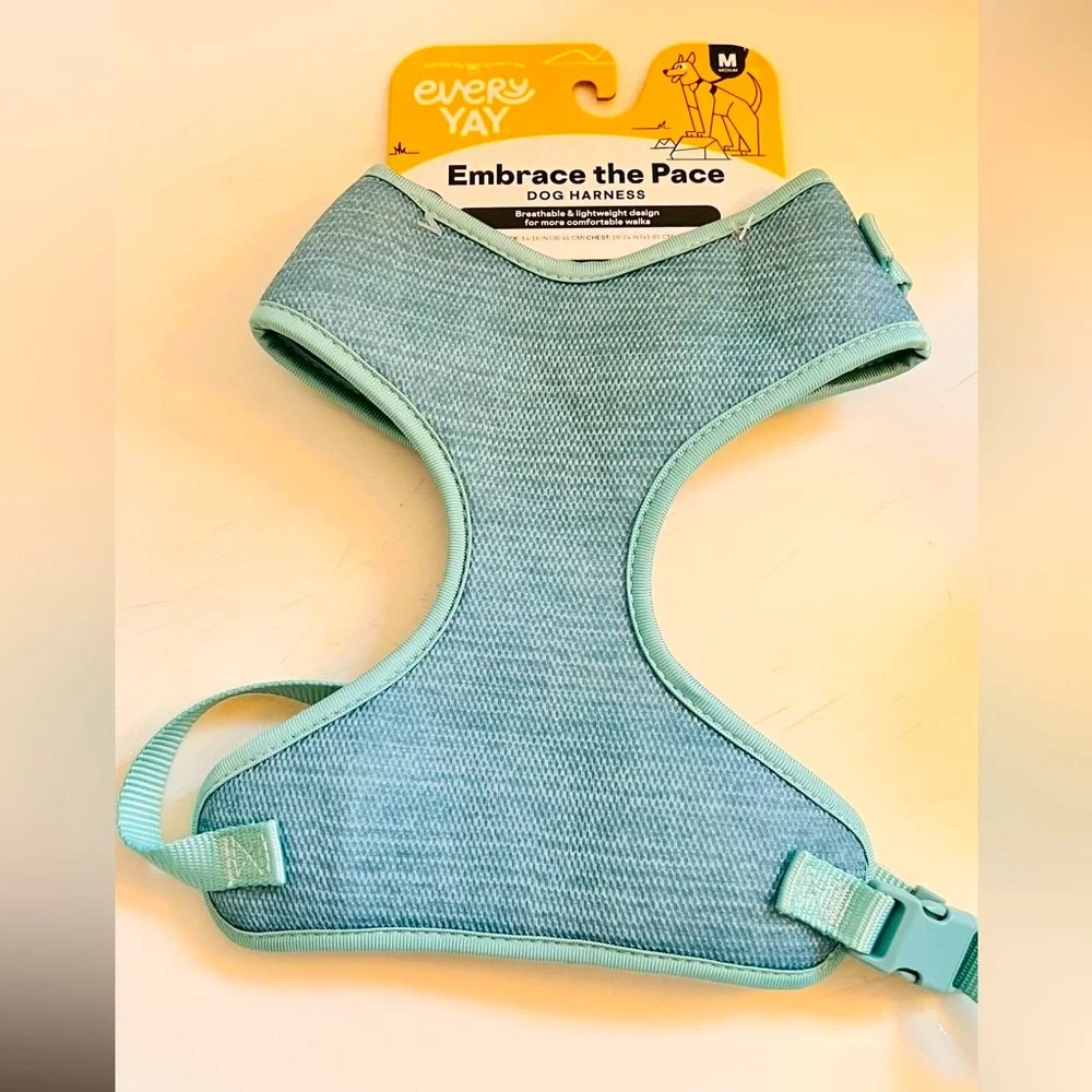 EVERY YAY Comfy Padded Mesh No-Pull Turquoise Teal Blue Dog Harness 🐶MEDIUM🐶 NWT